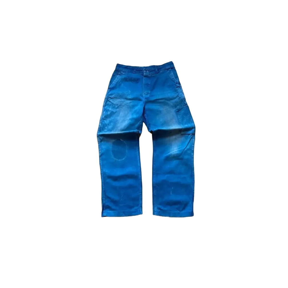 Ralph Lauren blue bootcut jeans with patchwork details and custom "RL" embroidery.