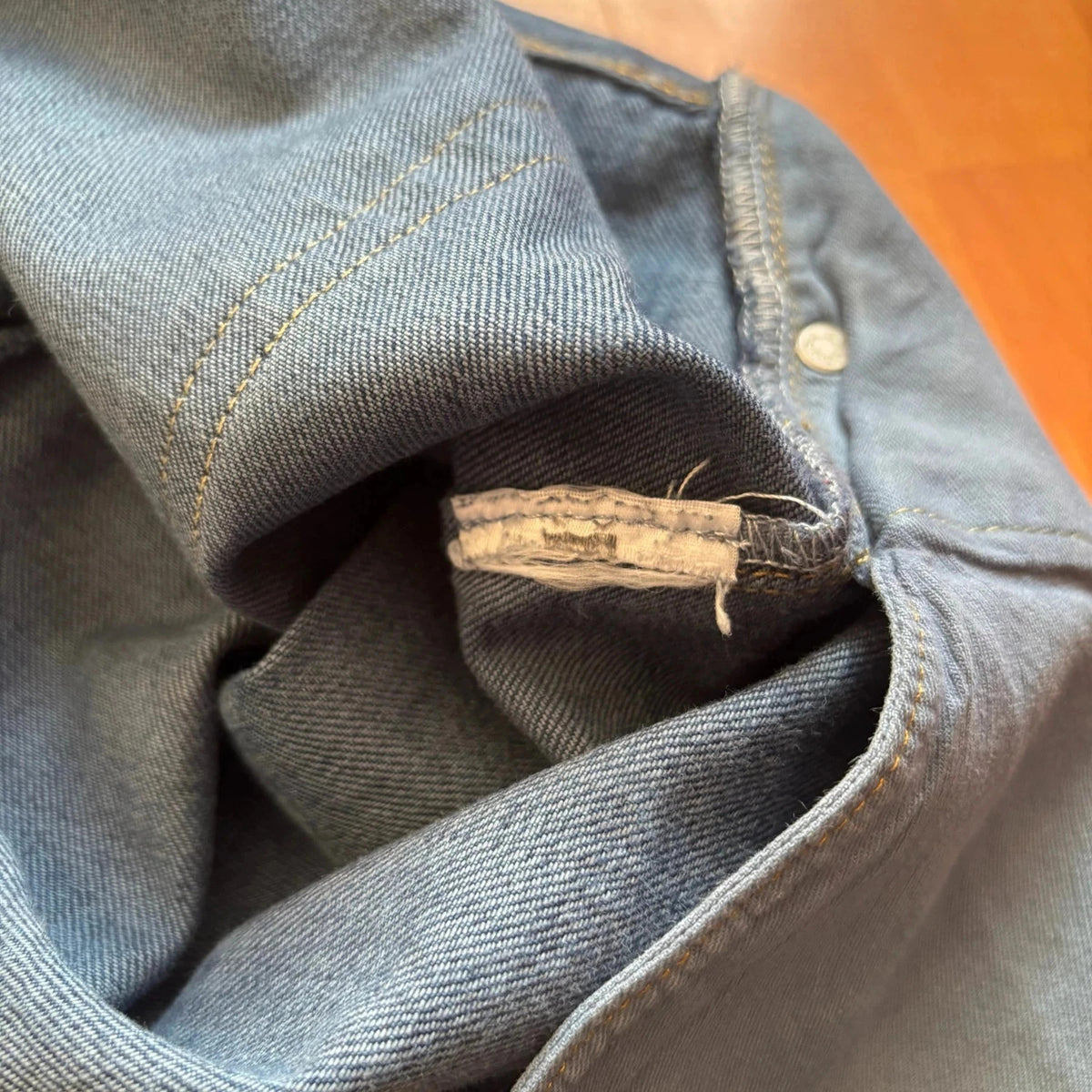 Levi's Vintage Clothing blue straight jeans with LVC leather patch and copper rivets.