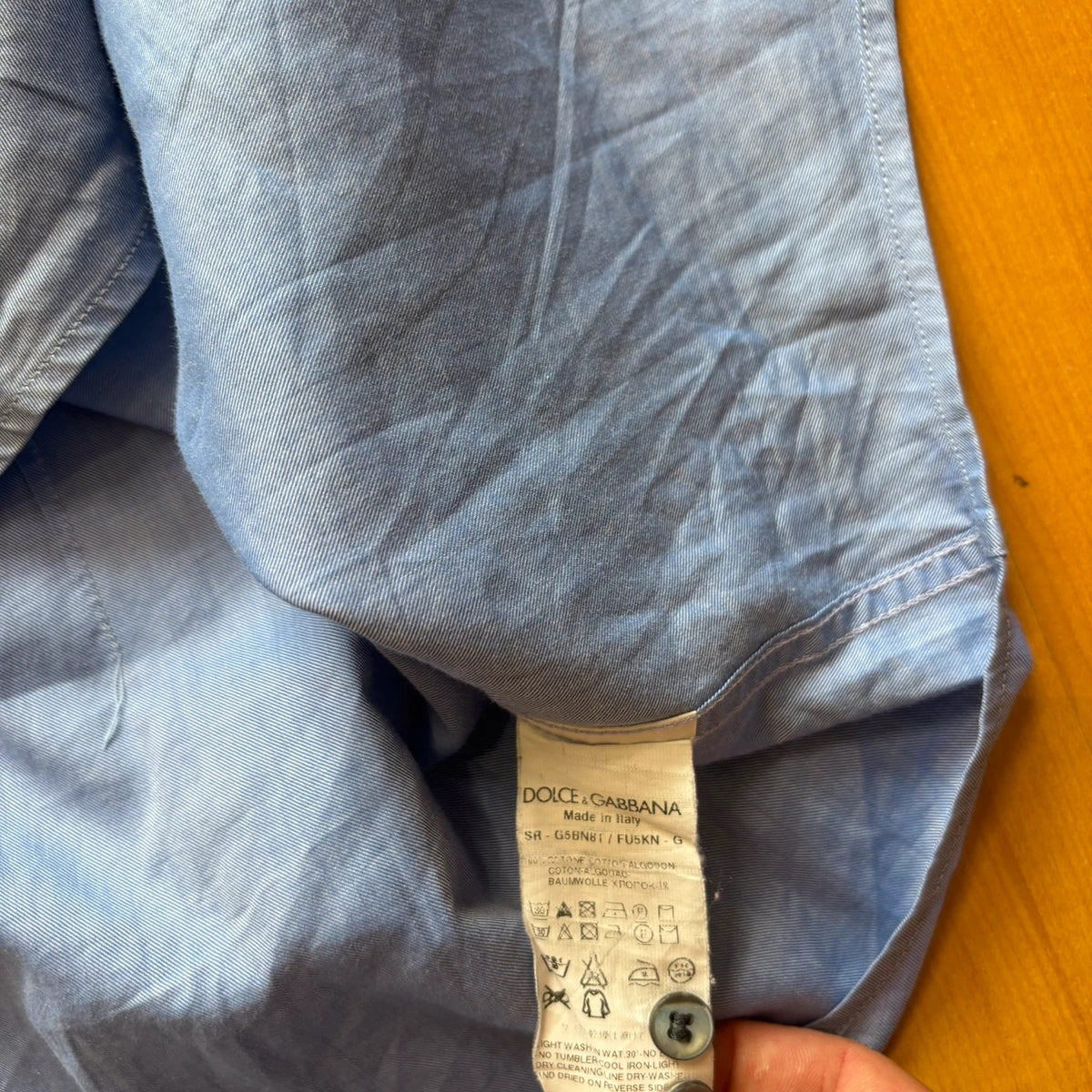 Dolce & Gabbana blue dress shirt tailored "Gold" fit with premium buttons and Italian craftsmanship.
