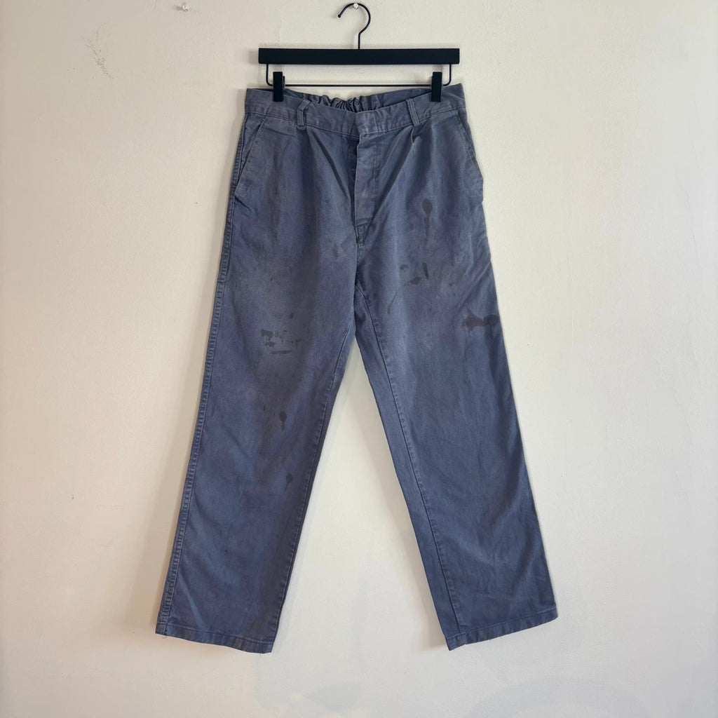 Reclaimed Vintage blue grey wide-leg trousers heavy canvas elasticated waistband vintage look