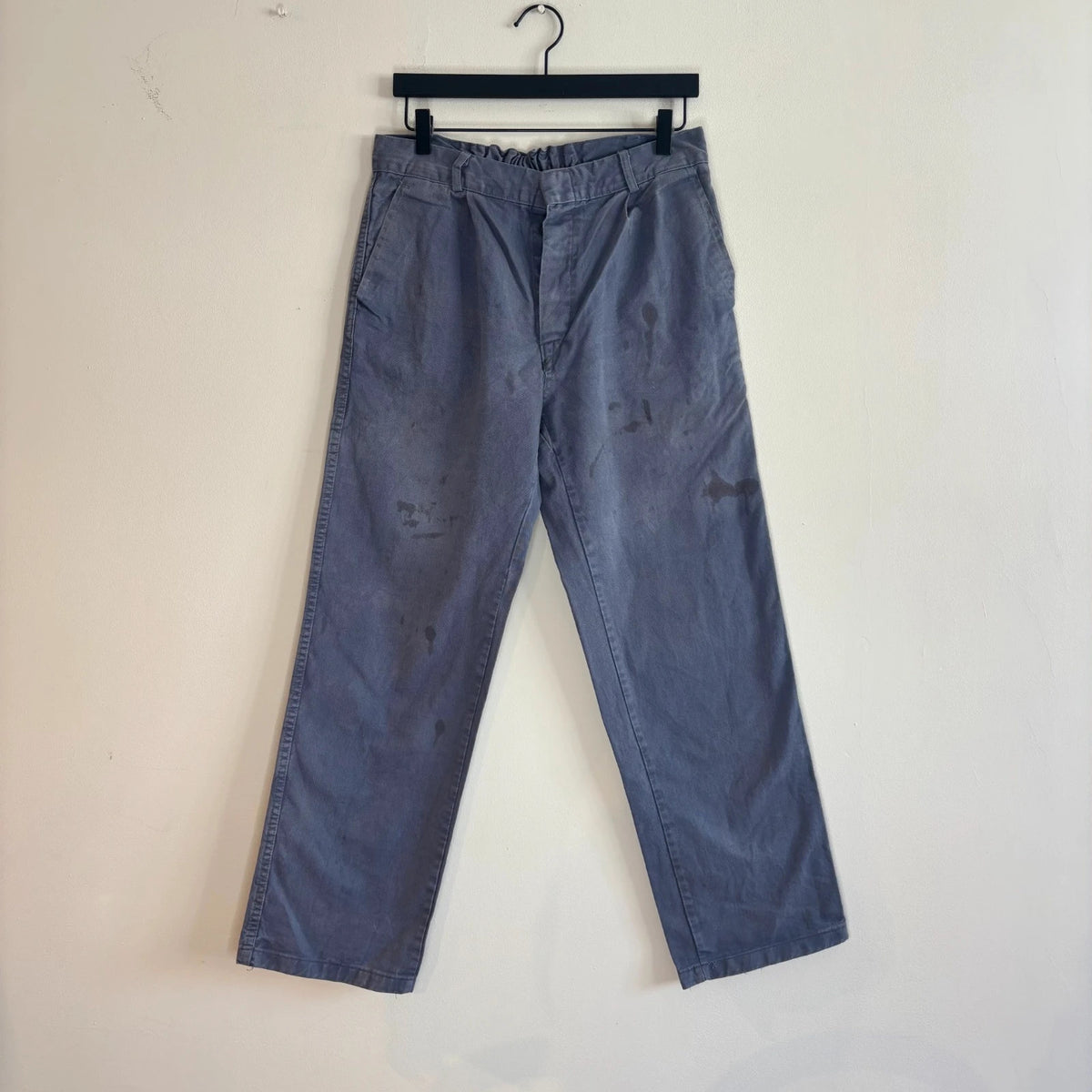 Reclaimed Vintage blue grey wide-leg trousers heavy canvas elasticated waistband vintage look