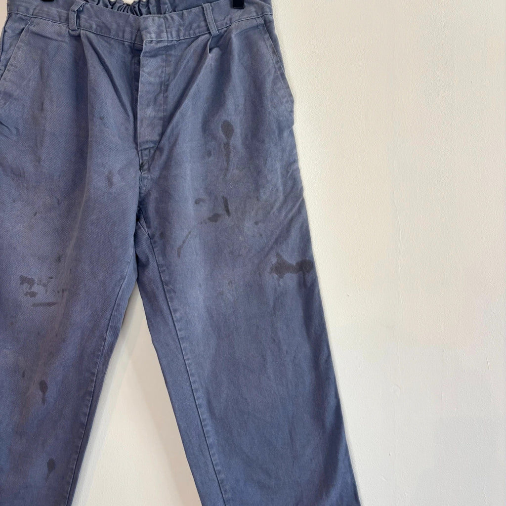 Reclaimed Vintage blue grey wide-leg trousers heavy canvas elasticated waistband vintage look