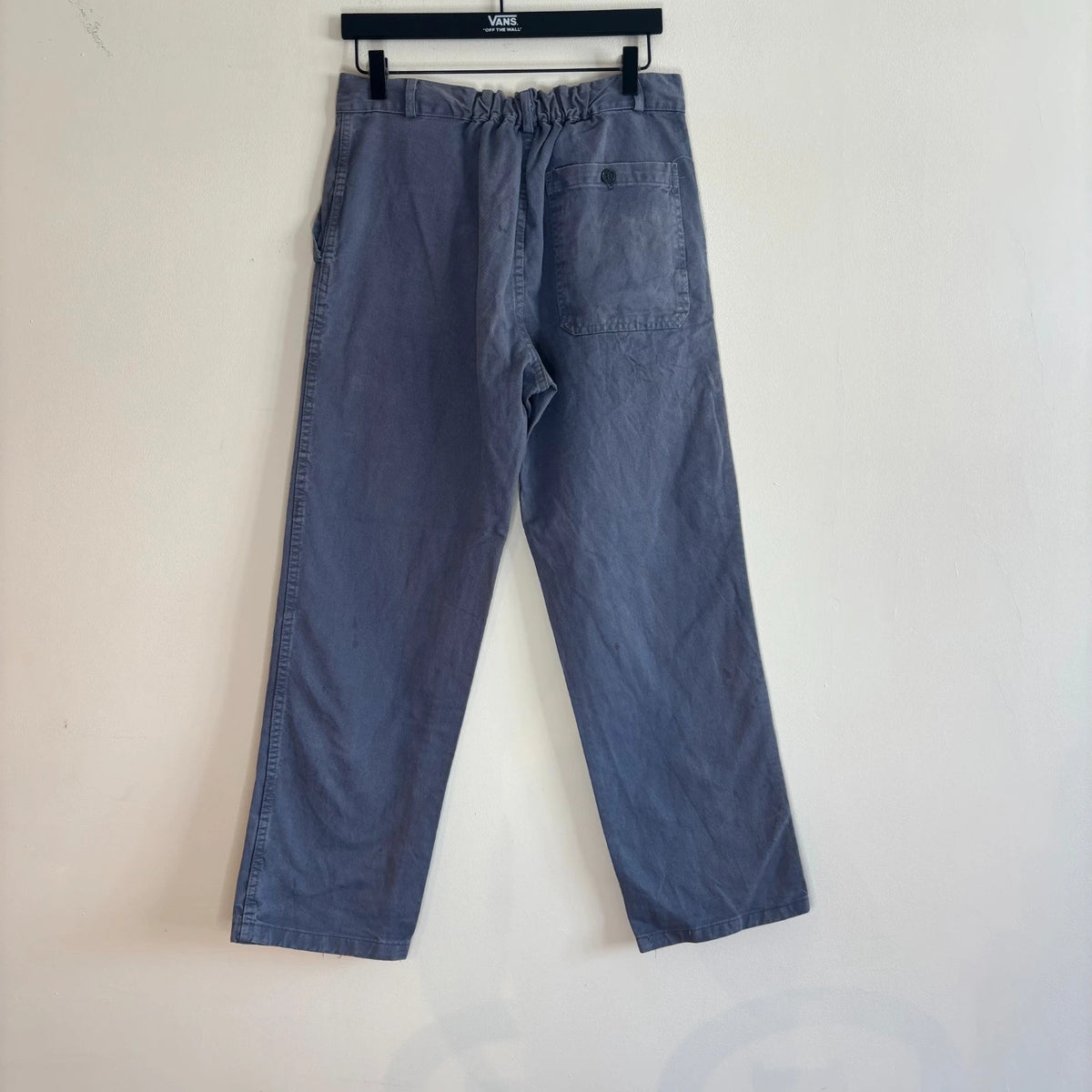 Reclaimed Vintage blue grey wide-leg trousers heavy canvas elasticated waistband vintage look
