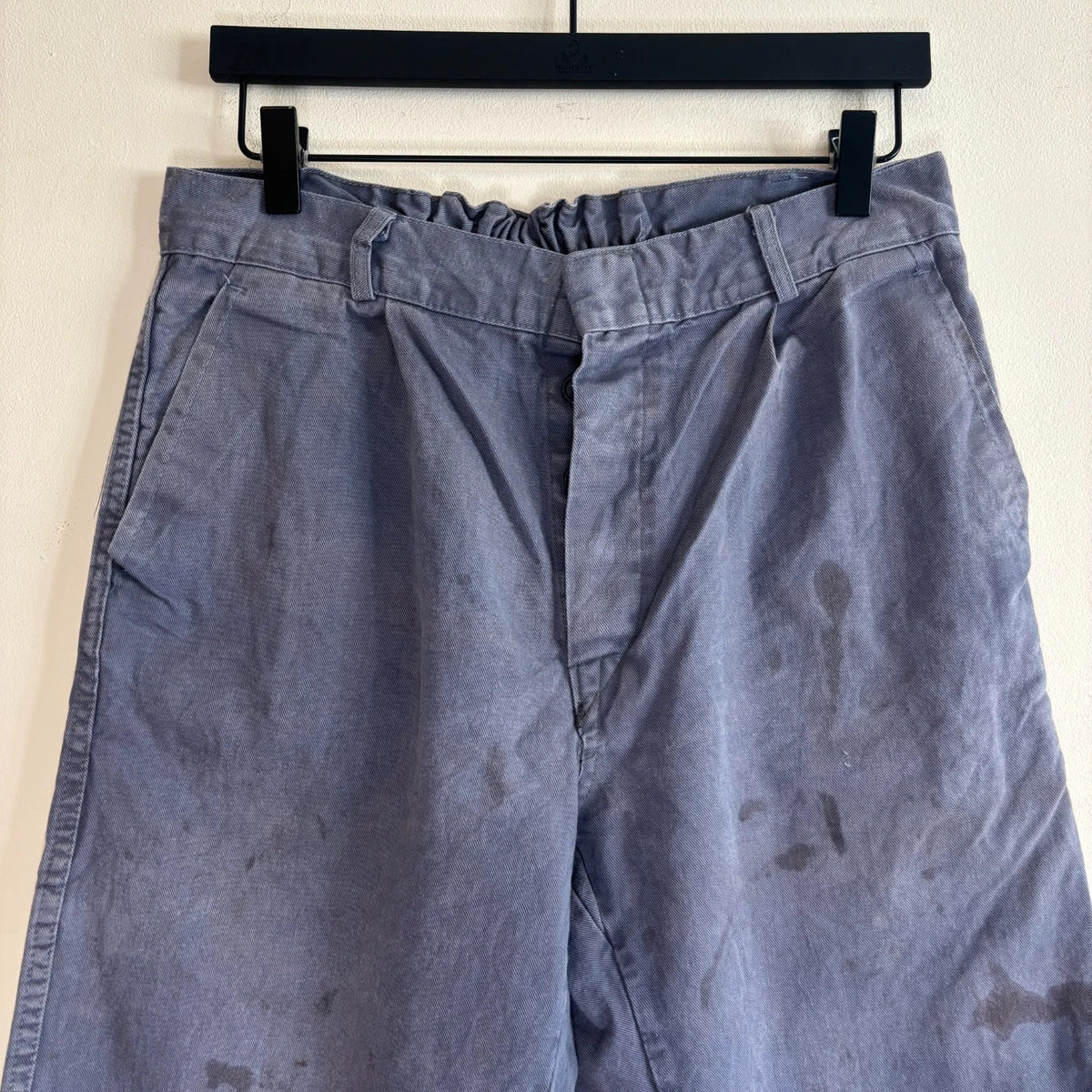 Reclaimed Vintage blue grey wide-leg trousers heavy canvas elasticated waistband vintage look