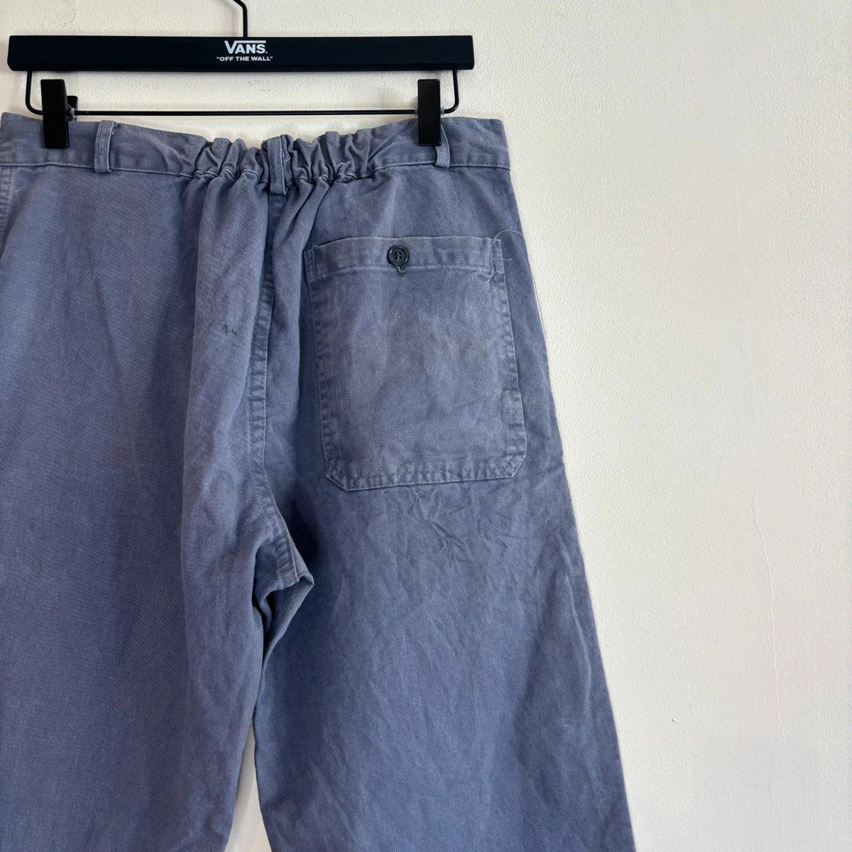 Reclaimed Vintage blue grey wide-leg trousers heavy canvas elasticated waistband vintage look