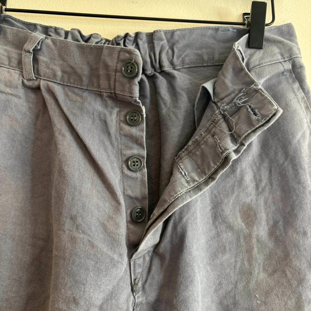 Reclaimed Vintage blue grey wide-leg trousers heavy canvas elasticated waistband vintage look