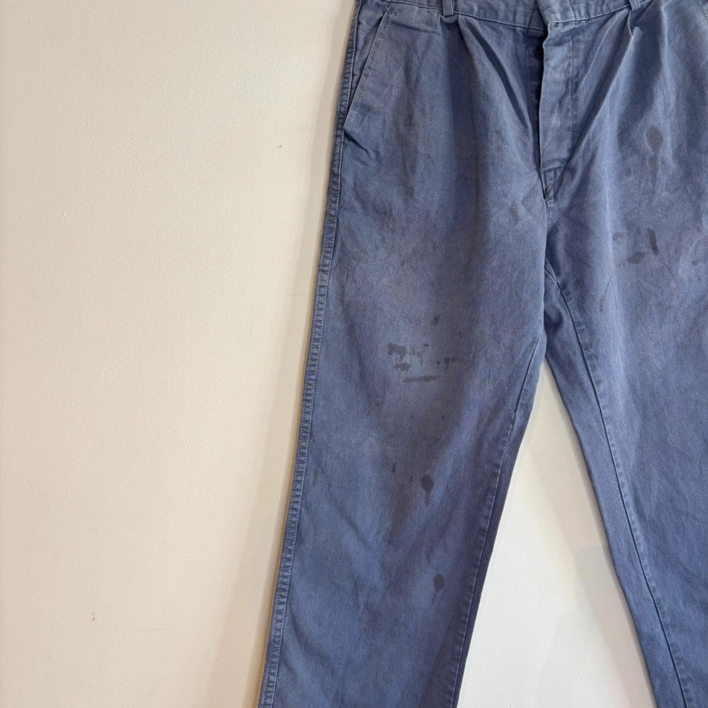 Reclaimed Vintage blue grey wide-leg trousers heavy canvas elasticated waistband vintage look
