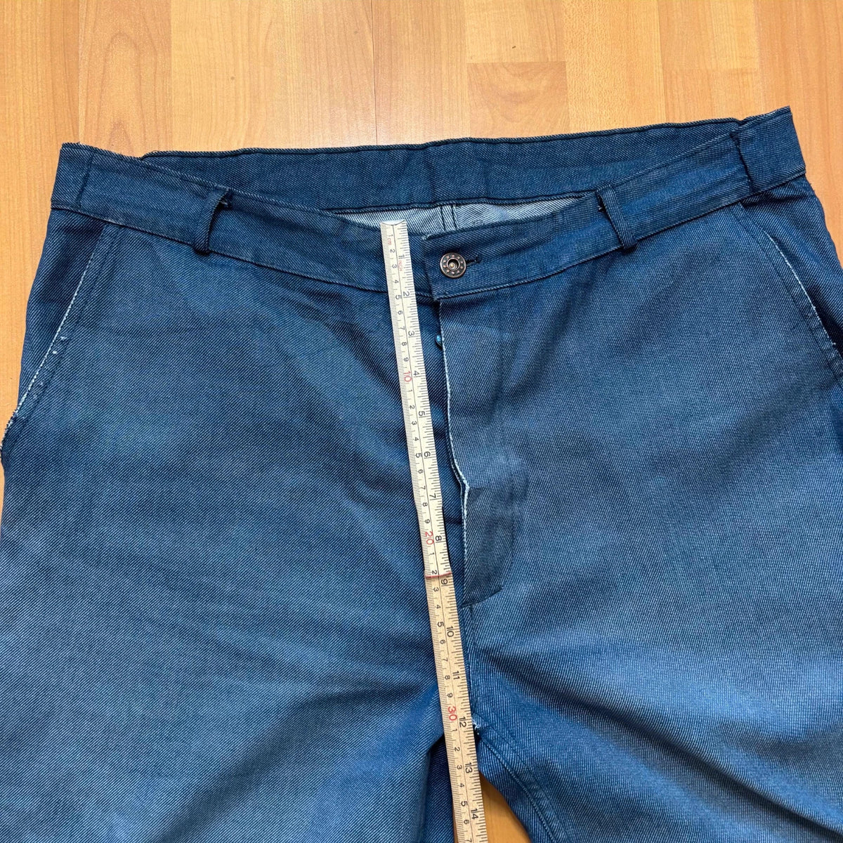 Reclaimed Vintage blue wide-leg trousers faded cotton twill button fly and rear pockets