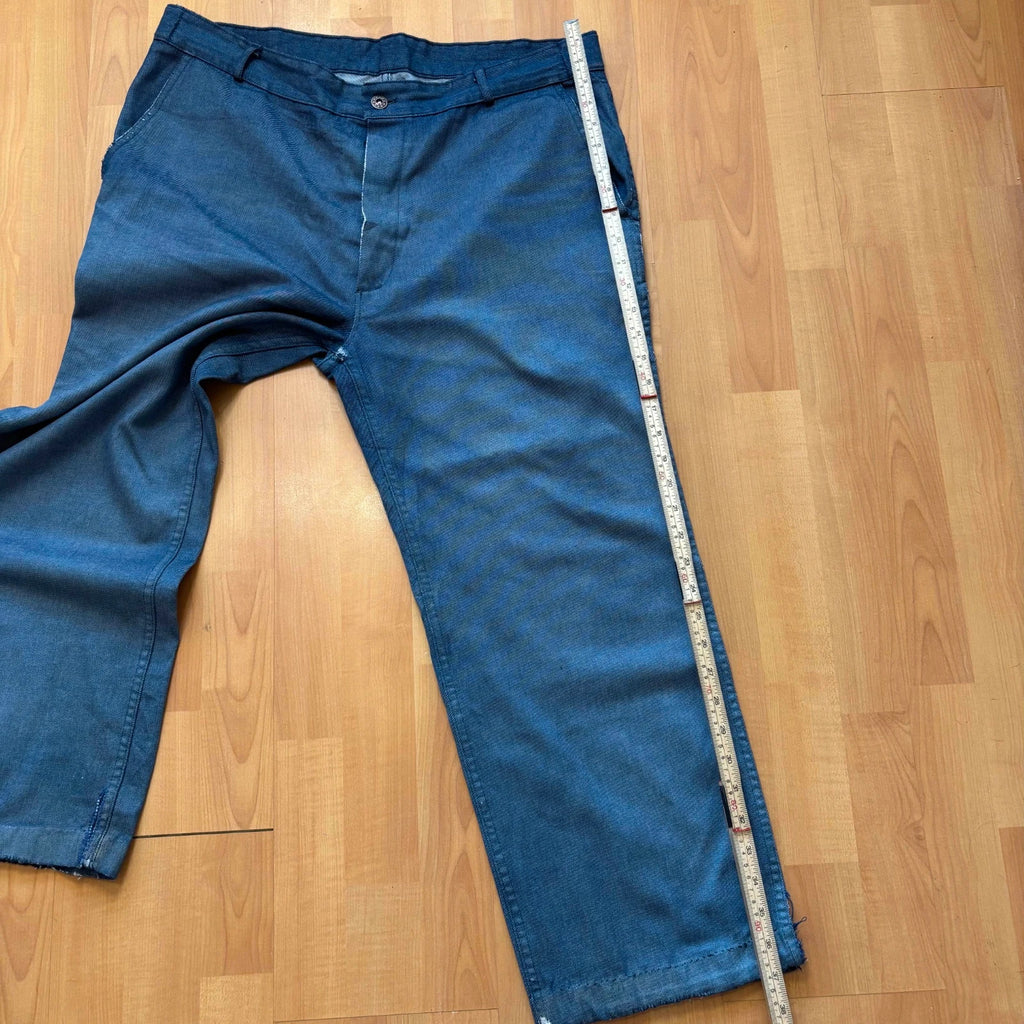 Reclaimed Vintage blue wide-leg trousers faded cotton twill button fly and rear pockets