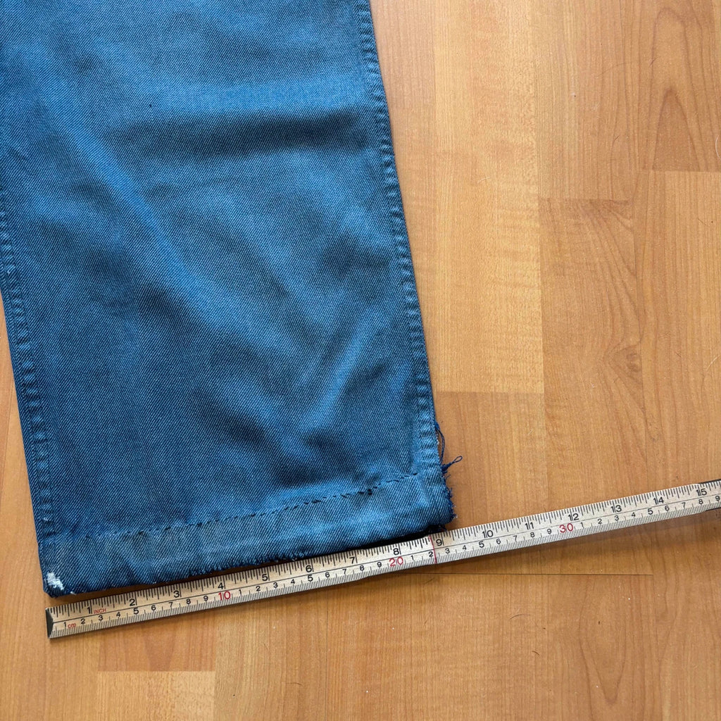 Reclaimed Vintage blue wide-leg trousers faded cotton twill button fly and rear pockets