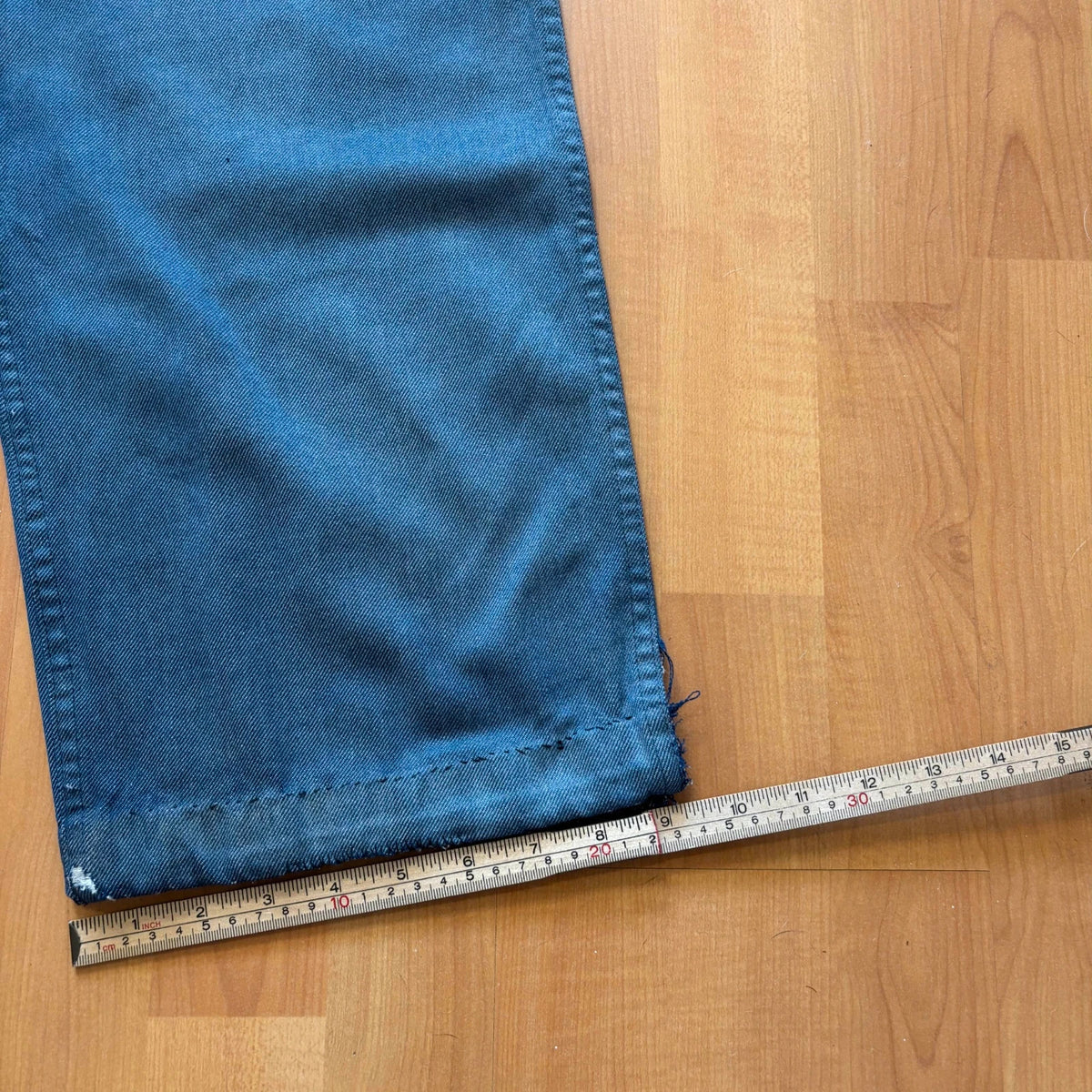 Reclaimed Vintage blue wide-leg trousers faded cotton twill button fly and rear pockets