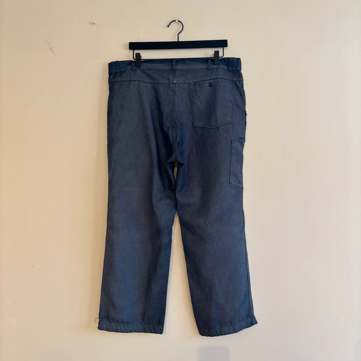 Reclaimed Vintage blue wide-leg trousers faded cotton twill button fly and rear pockets