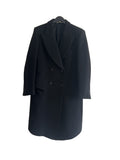 Christopher Kane black wool blend double-breasted coat with button detailing and smooth lining.
