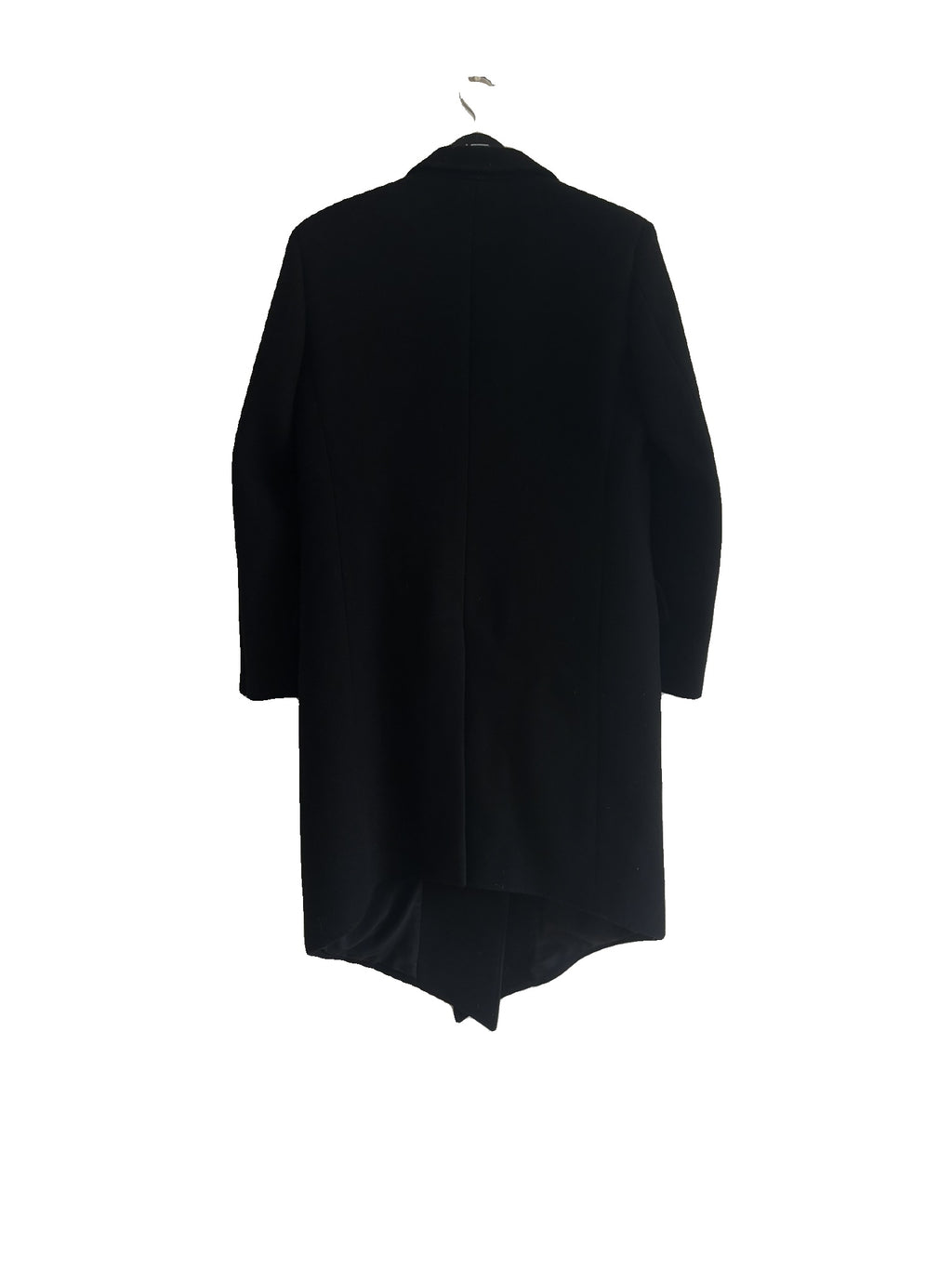 Christopher Kane black wool blend double-breasted coat with button detailing and smooth lining.