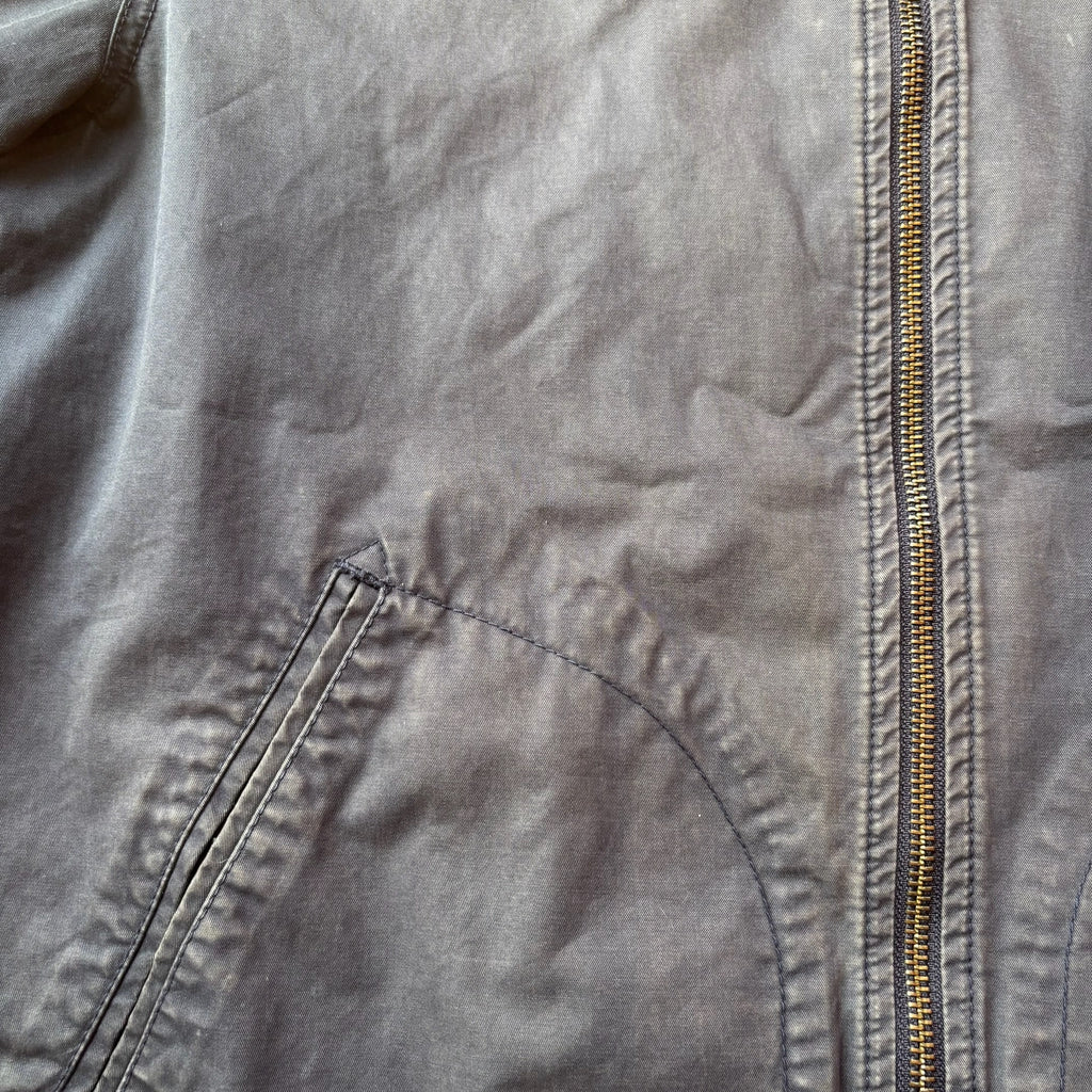 Hartford beige navy blue bomber jacket 100% cotton striped ribbed cuffs and collar