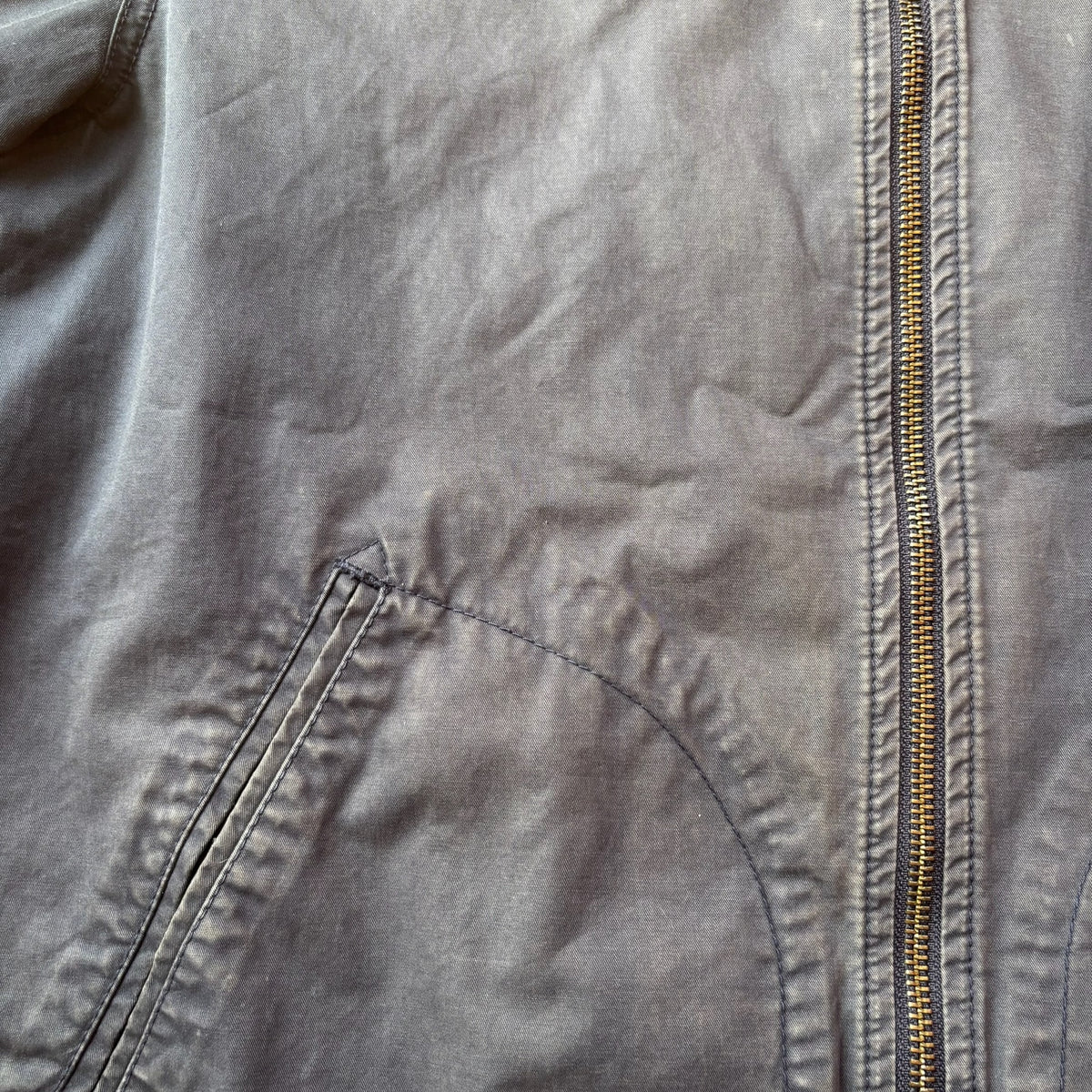 Hartford beige navy blue bomber jacket 100% cotton striped ribbed cuffs and collar