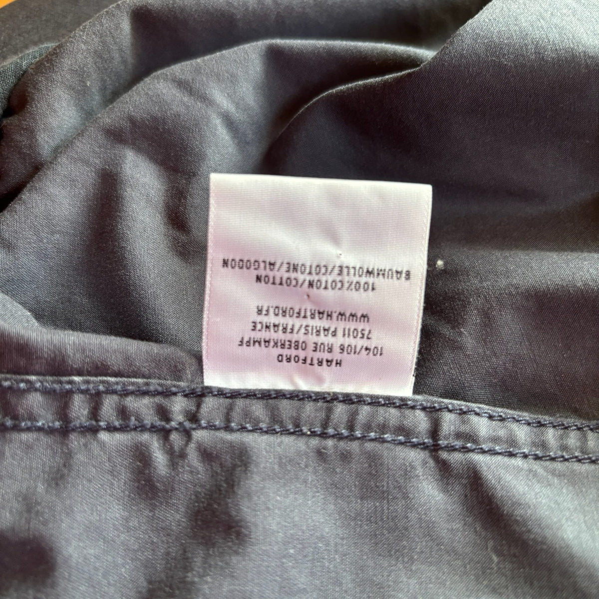 Hartford beige navy blue bomber jacket 100% cotton striped ribbed cuffs and collar
