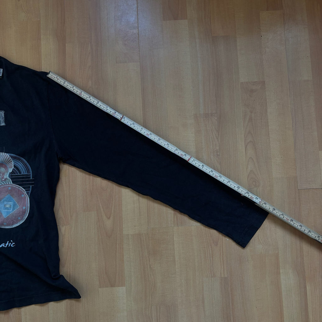 Love Moschino black long sleeve t-shirt with Gemini graphic, ribbed crew neckline, 100% cotton.
