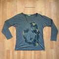 Calvin Klein grey long sleeve T-shirt large with faded 'ck' graphic print and round neckline.